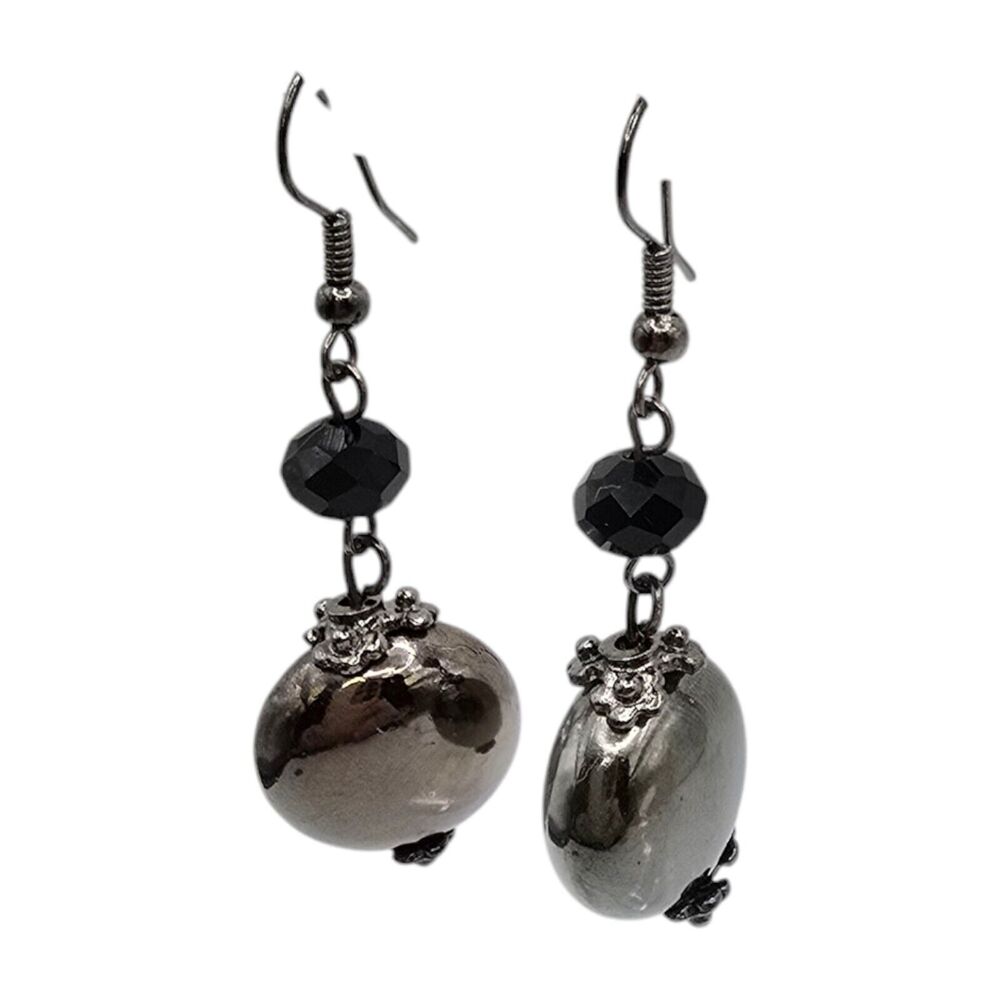 Pierced Earrings Ethel & Myrtle Chunky Black Charcoal Round Beaded Jewelry
